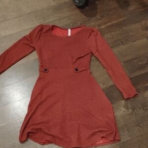 Gilli Terracotta Long Sleeve Dress